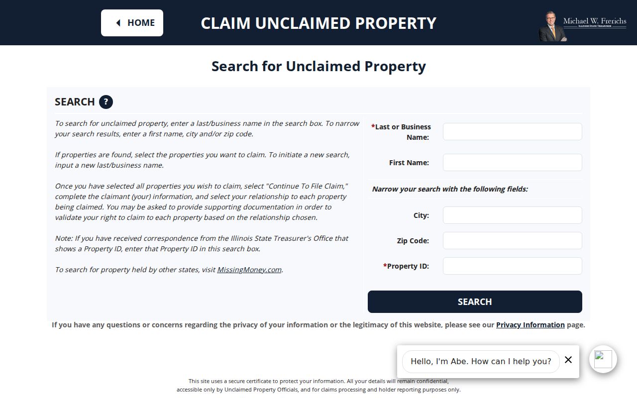 DeKalb resident lookup Illinois I-Cash search fields