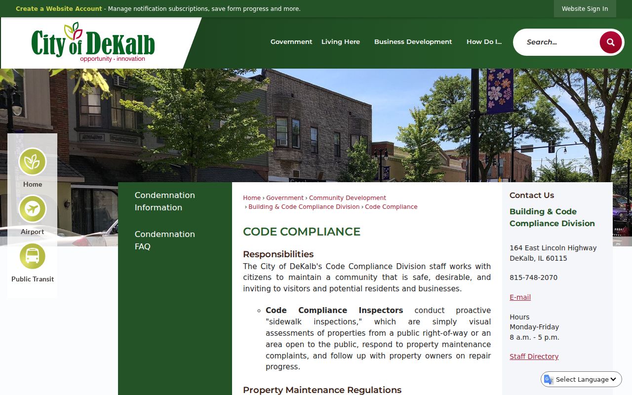 DeKalb Code Compliance page for address-based public records