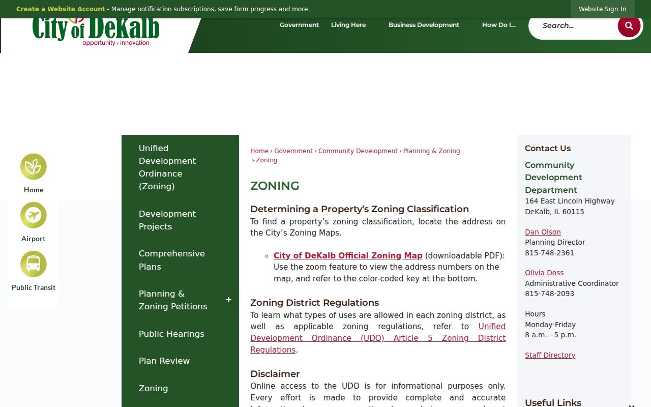 City of DeKalb zoning information used with street records