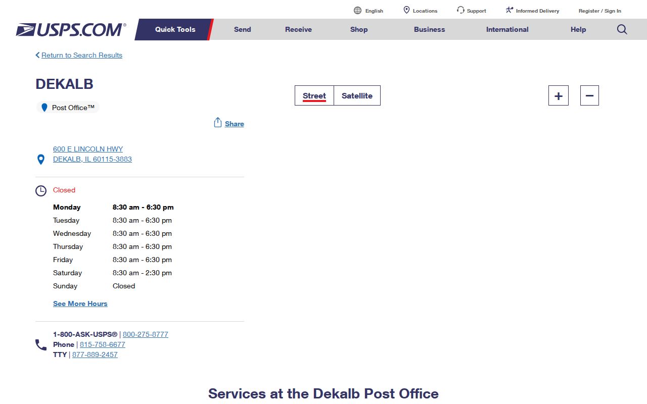DeKalb ZIP code directory Post Office details